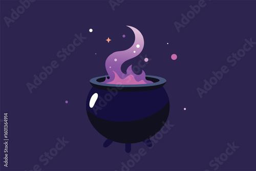 witch s cauldron boiling under moonlight with magi