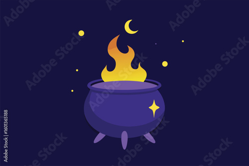 witch s cauldron boiling under moonlight with magi