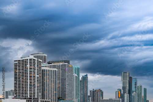 Downtown Miami's impressive residential real estate developments, showcasing a modern cityscape against a dramatic sky.