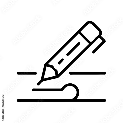 Outline of pencil drawing a line on white background as icon  