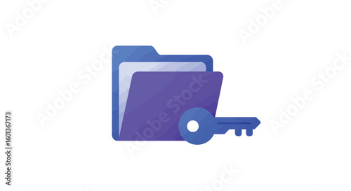Secure file access concept with key and folder illustration in flat style