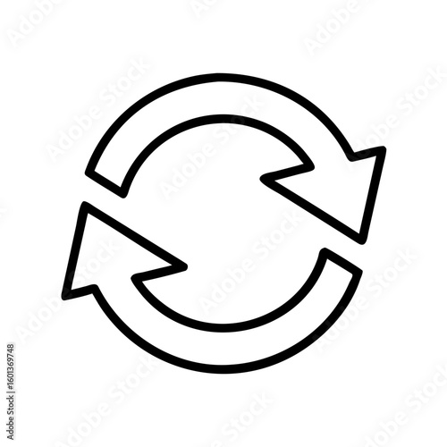 Line art of refresh symbol with two arrows in a circular motion  