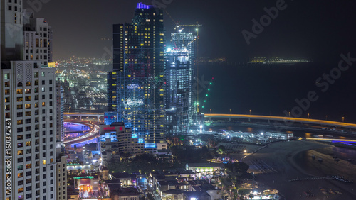 Wallpaper Mural Waterfront overview Jumeirah Beach Residence JBR skyline aerial night timelapse Torontodigital.ca