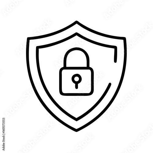 Protective shield with padlock symbolizing security icon  