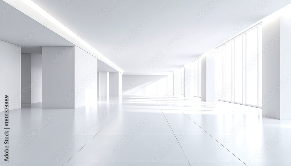 Fototapeta premium Empty modern minimalist white office space