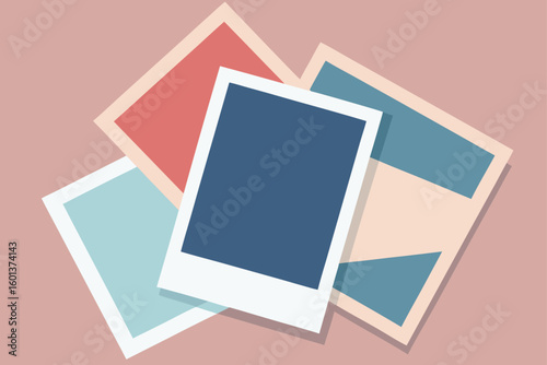 Four overlapping instant photos with muted colors polaroid vintage