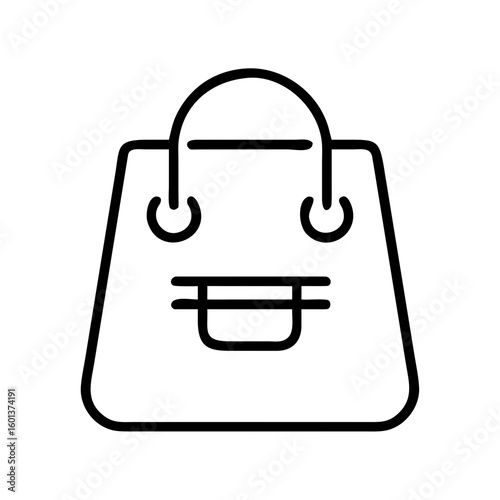 Shopping bag icon in minimal line art style  
