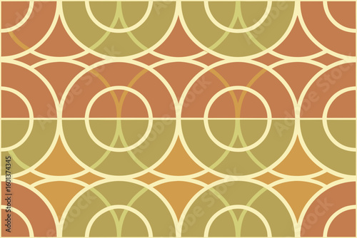Interlocking semicircles in earthy tones abstract geometric