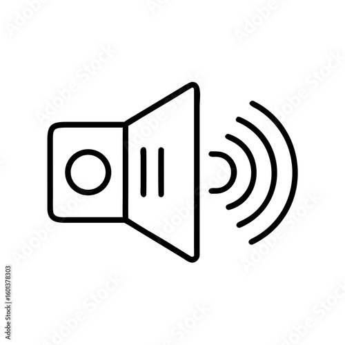 Sound speaker icon with sound waves in minimalist style  