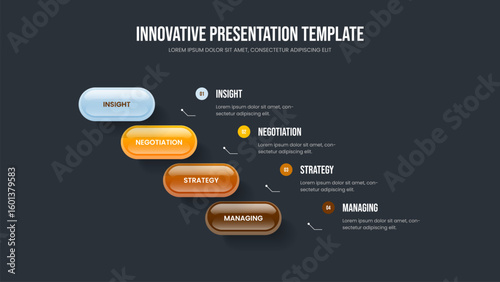 Visual Report 4 Option Infographic Slideshow Template. Digital Forecast Slide Design Vector Illustration. Creative Analysis Four Element Diagram Presentation Layout.