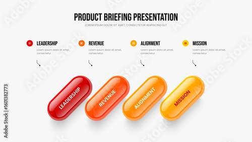 Financial Report Four Element Diagram Slide Template. Project Plan Presentation Design Vector Illustration. Creative Briefing 4 Option Infographic Slideshow Layout.