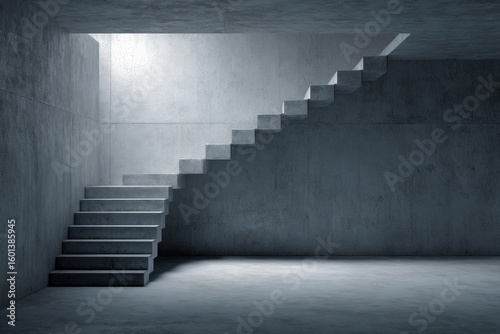 Minimalist concrete staircase with natural light and modern architectural design