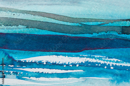 Wallpaper Mural Abstract depiction of ocean waves using ink in various shades of blue Torontodigital.ca