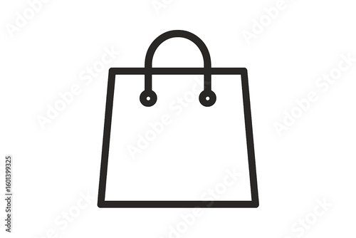 Modern vector illustration of a cloth shopping bag, a tote bag and promotional product, represented by an ecobag thin line icon
