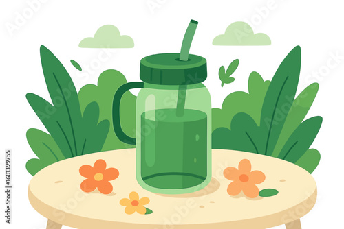 Bring your own bottle and help stop plastic pollution with a hand drawn cartoon bottle and water vector element