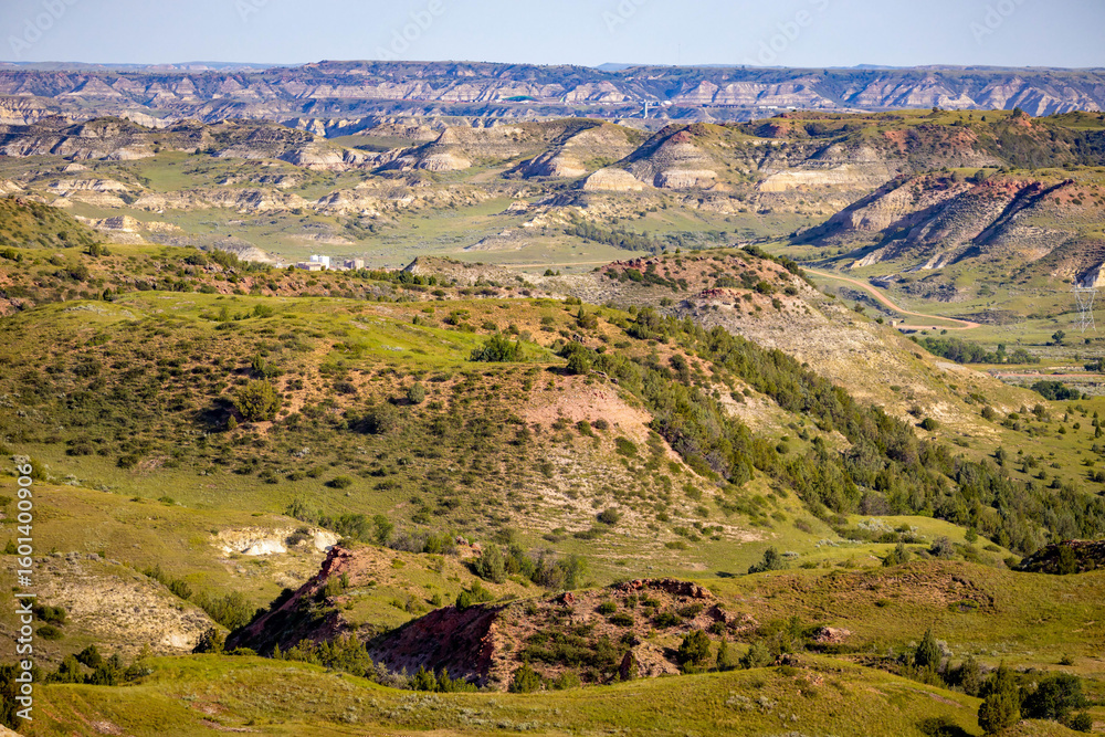 Fototapeta premium Scenic Aerial view of Dakota Prairie Grasslands