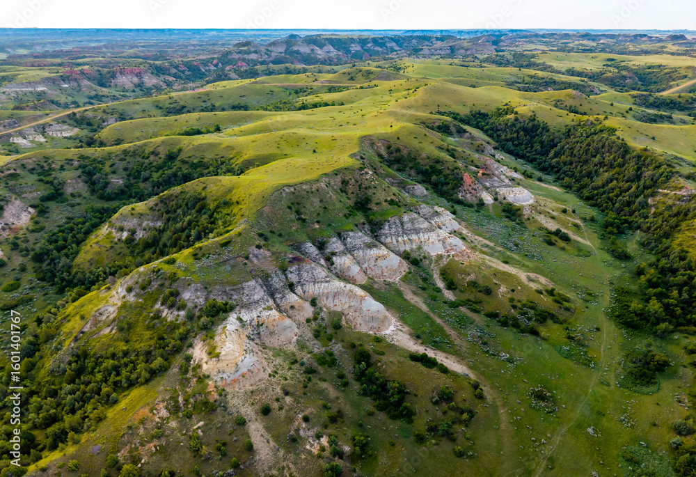 Obraz premium Scenic Aerial view of Dakota Prairie Grasslands