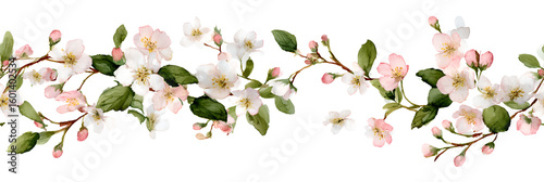Seamless blush jasmine vines on a delicate white background