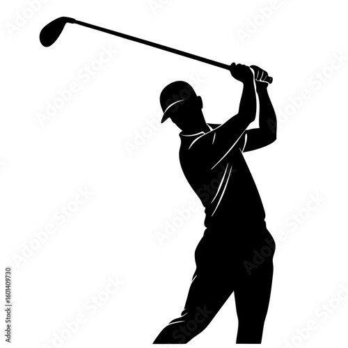 Golfer swinging silhouette of a man playing golf silhouette vector illustration