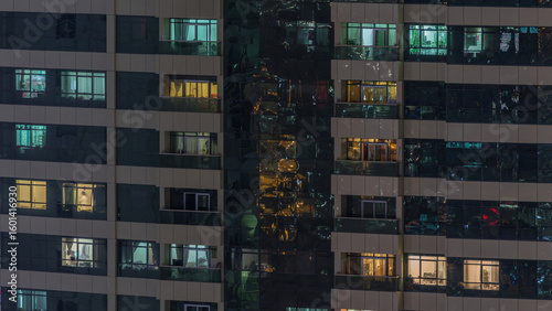 Photography Night view of exterior apartment building timelapse