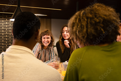 Diverse friends enjoying a casual social gathering
