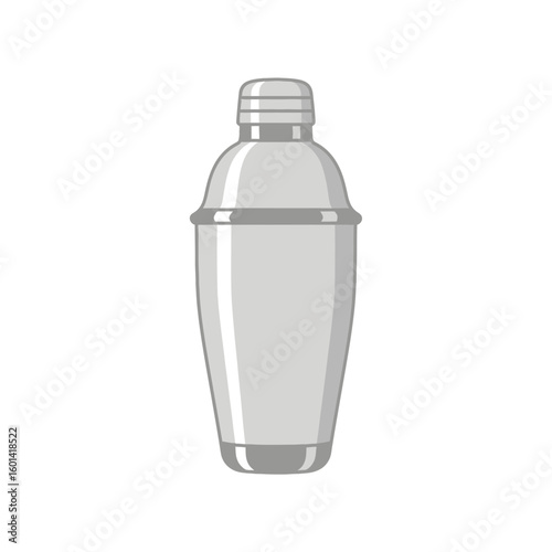 A silver cocktail shaker isolated on a white background in a vector illustration.