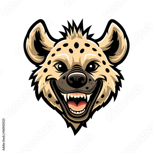 Hyena head illustration with a playful expression in a cartoon style