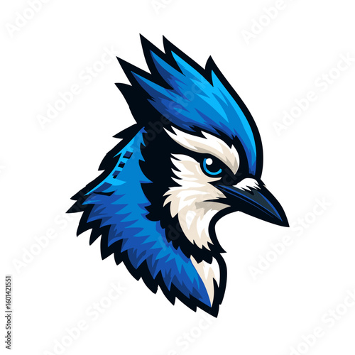 Colorful blue jay illustration showcases vibrant plumage and distinctive features