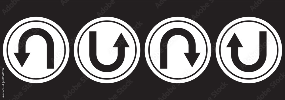 U turn arrow symbol icon set. Direction Icon Set . u turn arrow vector illustration eps 10. U turn arrow symbol icon set. Direction Icon Set . u turn arrow vector illustration eps 10.