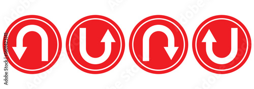 U turn arrow symbol icon set. Direction Icon Set . u turn arrow vector illustration eps 10.