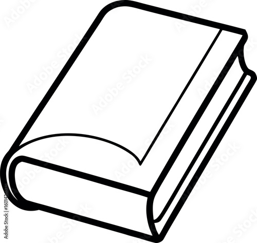 Minimalist Outline of Closed Hardcover Book in Black and White