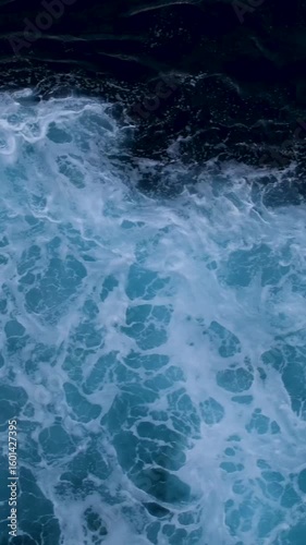 Deep Blue Ocean Waves Textured by Wind, Seascape for Banner or Background. High quality 4k footage