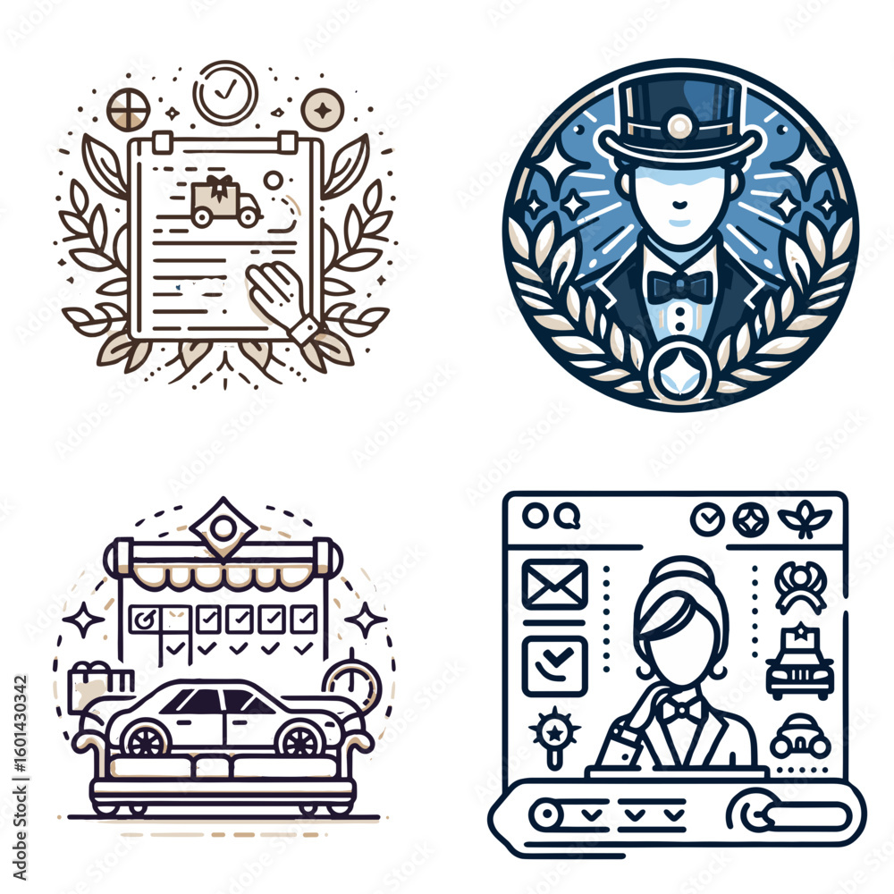 Fototapeta premium Order history graphic design featuring car, checklists, and agents 