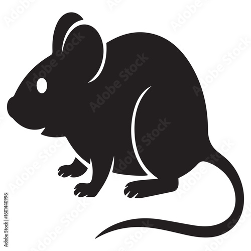 A small mouse with a long tail isolated on white background