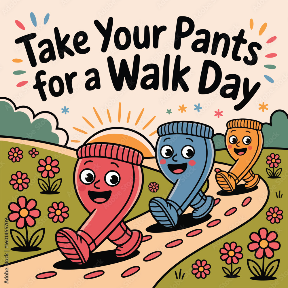 Fototapeta premium Take Your Pants for a Walk Day - Fun and Quirky Celebration of Casual Fashion.