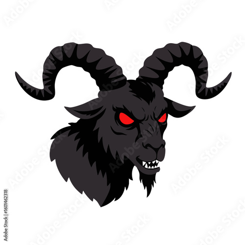 Vector illustration of goat demon monster on white background