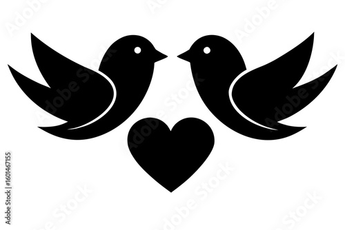 Romantic Love Bird Silhouette Vector Art – Elegant Couple Icons for Wedding, Valentine’s & Decoration