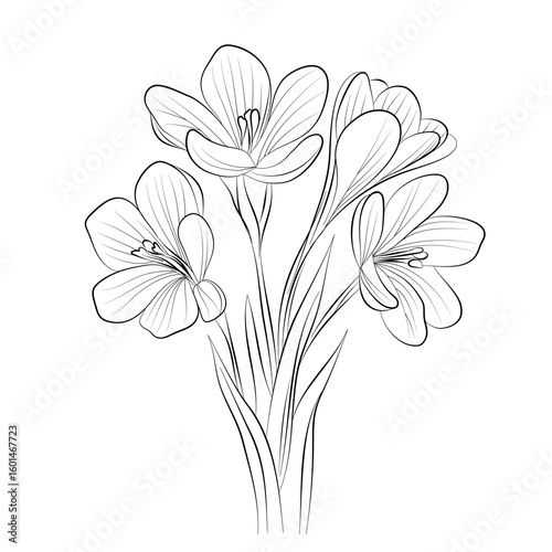 Hand draw crocus flower