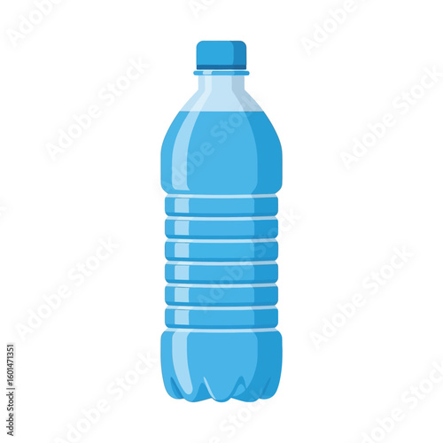 Cartoon Illustration of a Blue Plastic Water Bottle.