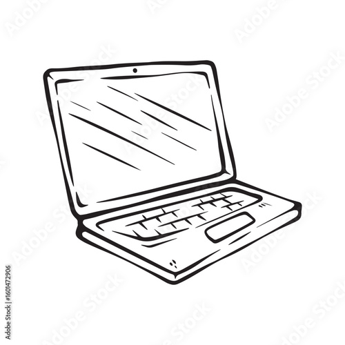 Illustration of a laptops lineart doodle