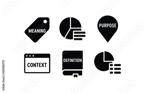 solid icon isolated meaning concept icon meaning keyword tag meaning legend chart meaning purpose marker meaning contet window meaning definition block