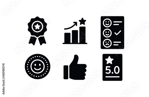 solid icon isolated satisfaction achievement badge satisfaction outcome chart satisfaction survey questionnaire satisfaction reward token satisfaction fulfillment indicator satisfaction