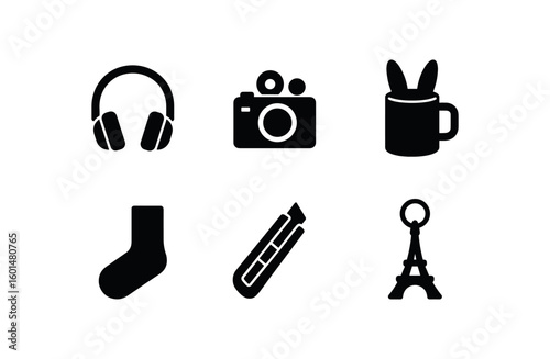 solid icon isolated things miscellaneous gadget things assorted item things novelty object things household article things utility device things souvenir piece