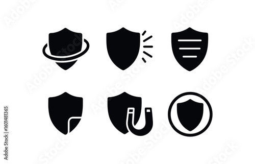 solid icon isolated shield deflector ring shield impact absorber shield guard rail shield protection film shield magnetron array shield containment vessel