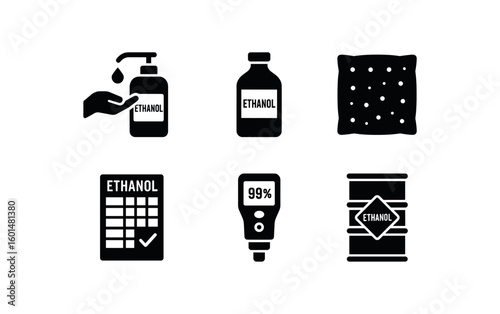 solid icon isolated ethanol sanitizer spray ethanol reagent bottle ethanol absorbent pad ethanol compatibility chart ethanol purity meter ethanol storage dm