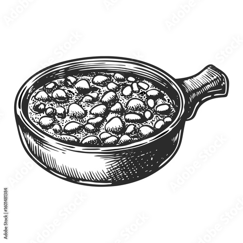 Hearty lentil stew in ceramic bowl, rustic cuisine concept. Stew includes lentils, vegetables, and savory herbs, offering a traditional and comforting dish. Enjoy lentil stew,