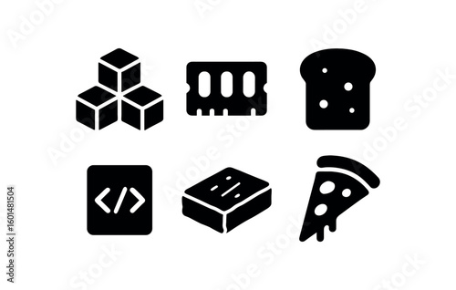 solid icon isolated chunk data block chunk memory segment chunk bread slice chunk code chunk chunk stone slab chunk pizza slice