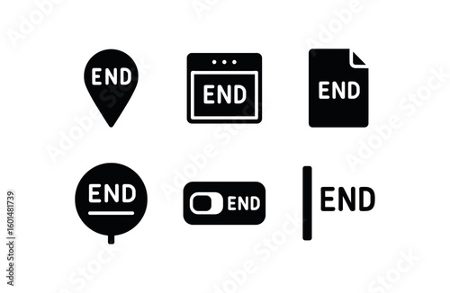 solid icon isolated end point coordinate end game screen end file token end mirror finish end stop switch end boundary