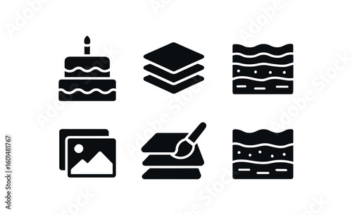 solid icon isolated layer cake tier layer network stack layer geology strata layer image overlay layer paint coat layer sedimentary bed