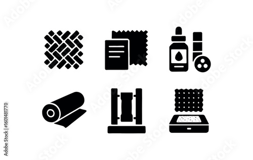 solid icon isolated fabric weave sample fabric swatch card fabric dye kit fabric bolt roll fabric tensile tester fabric teture scanner